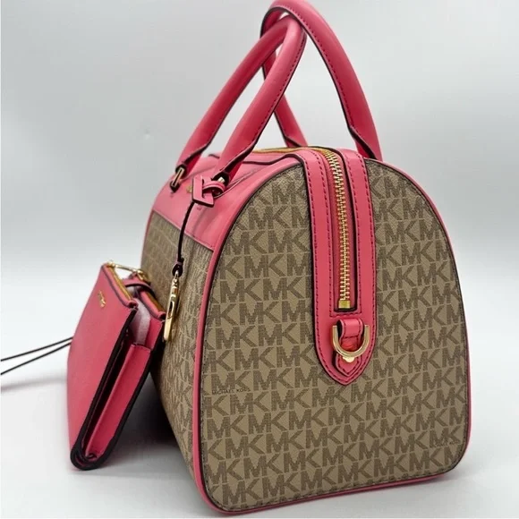 Michael Kors MK Jet Set Travel Medium Duffle Satchel Bag & Double Zip Wallet - Picture 2 of 14